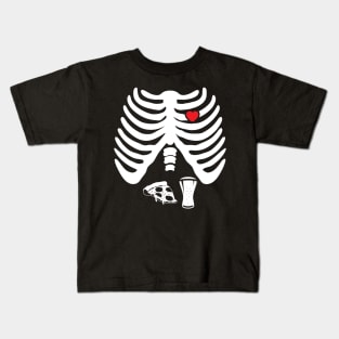 Skeleton  Pizza Beer X-Ray' Halloween Kids T-Shirt
